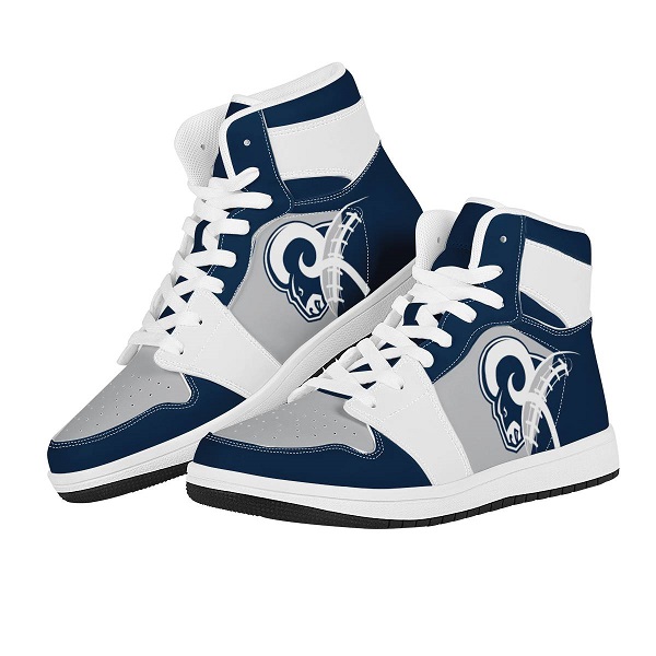 Men's Los Angeles Rams High Top Leather AJ1 Sneakers 001